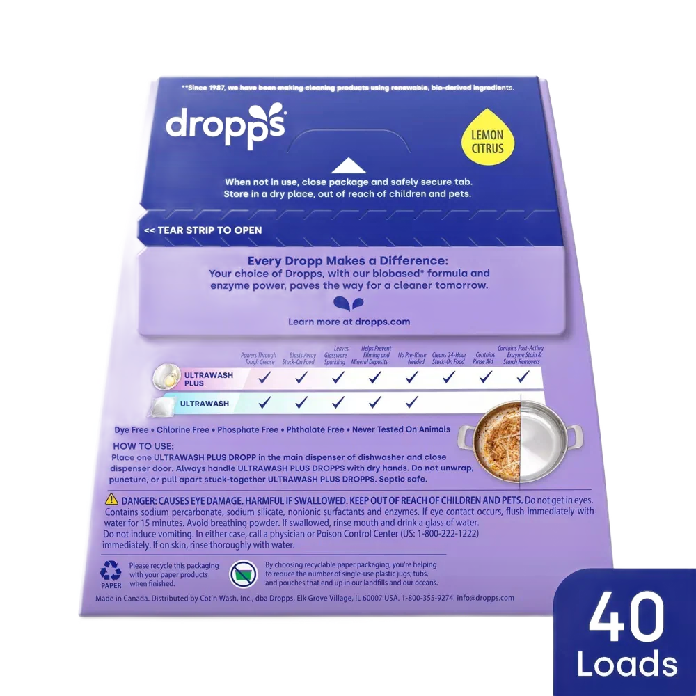 UltraWash Plus Biobased Power Dishwasher Pod - Lemon (40 CT)