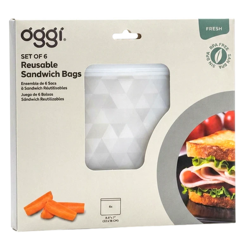 Reusable Sandwich Bags - Tonal Frost Geometric Design (6 CT)