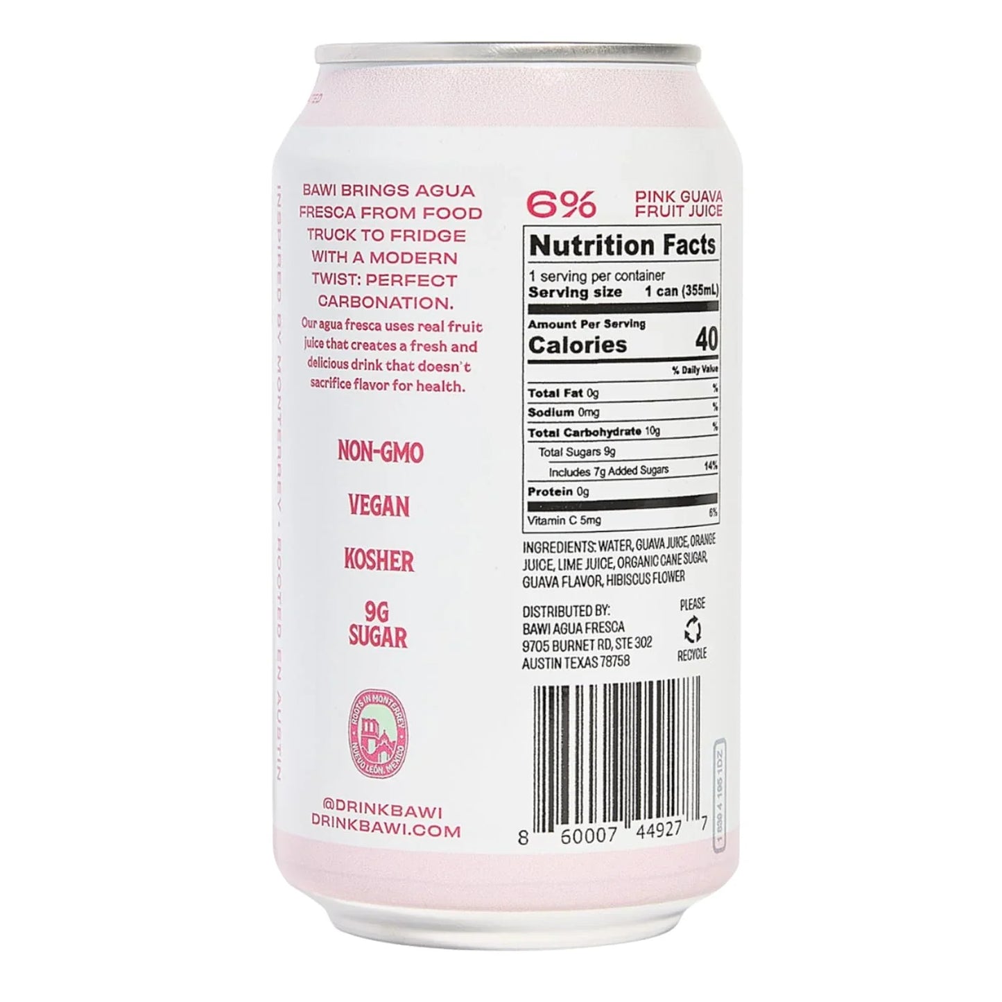 Sparkling Agua Fresca La Guayaba - Pink Guava (12 Pack)