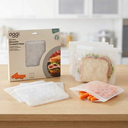 Reusable Sandwich Bags - Tonal Frost Geometric Design (6 CT)