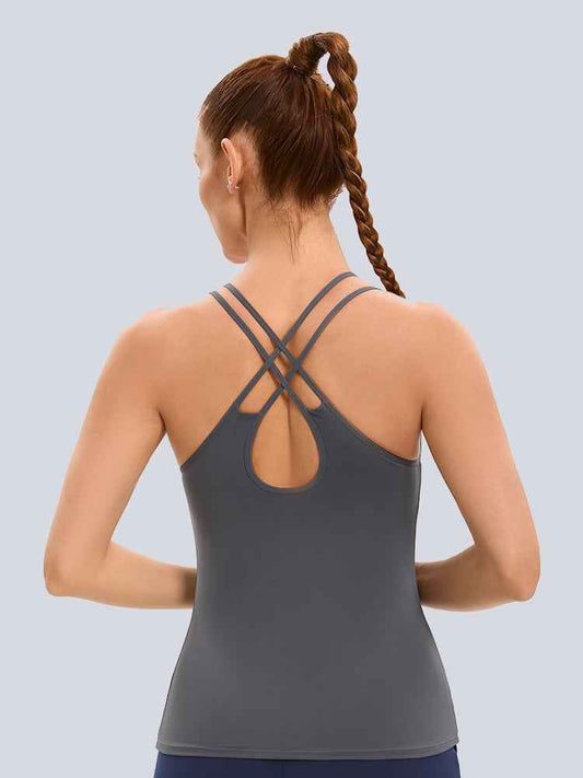 RUNNING GIRL® Sculpt Strappy Yoga Tank Top | Built-in Shelf Bra with Light Support