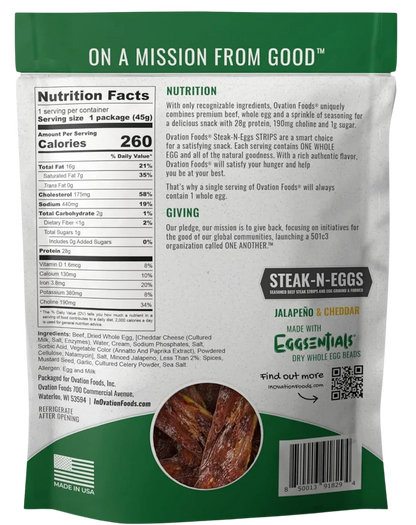 Jalapeno Cheddar Meat Snacks - Steak and Eggs