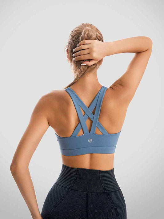 RUNNING GIRL® Medium-Support Strappy Sports Bra | Removable Cups & Wide Straps for Yoga Gym