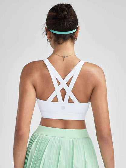 RUNNING GIRL® Sexy Criss-Cross Back Sports Bra | Medium-Support Yoga Bra with Removable Pads