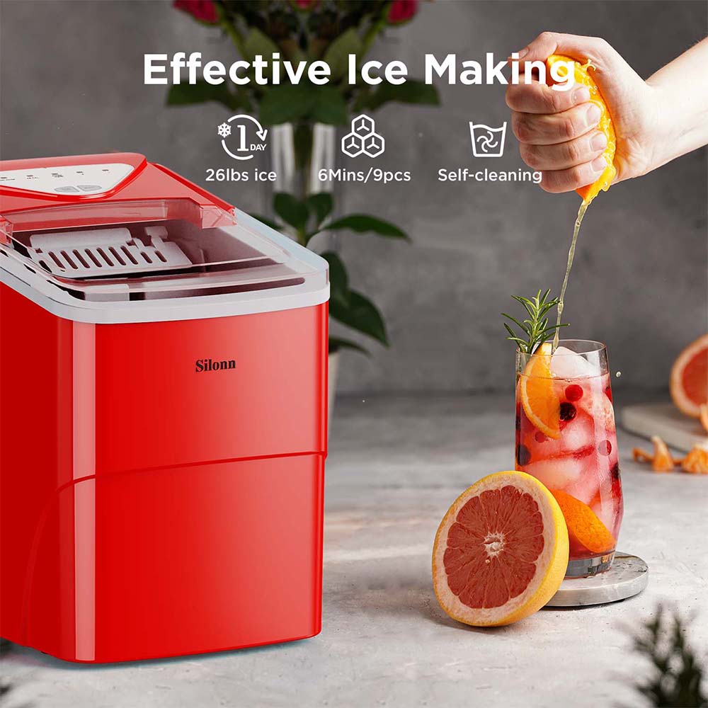 Countertop Bullet Ice Maker (26 lbs) - Red
