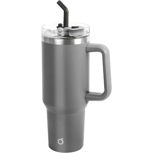 40oz Double Wall Vacuum Insulated Tumbler With Straw - Grey