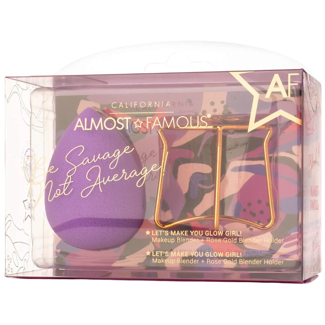 Professional Beauty Blender with Rose Gold Stand - Purple