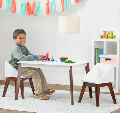 Modern Table And Chair Set Chairs - White/Espresso