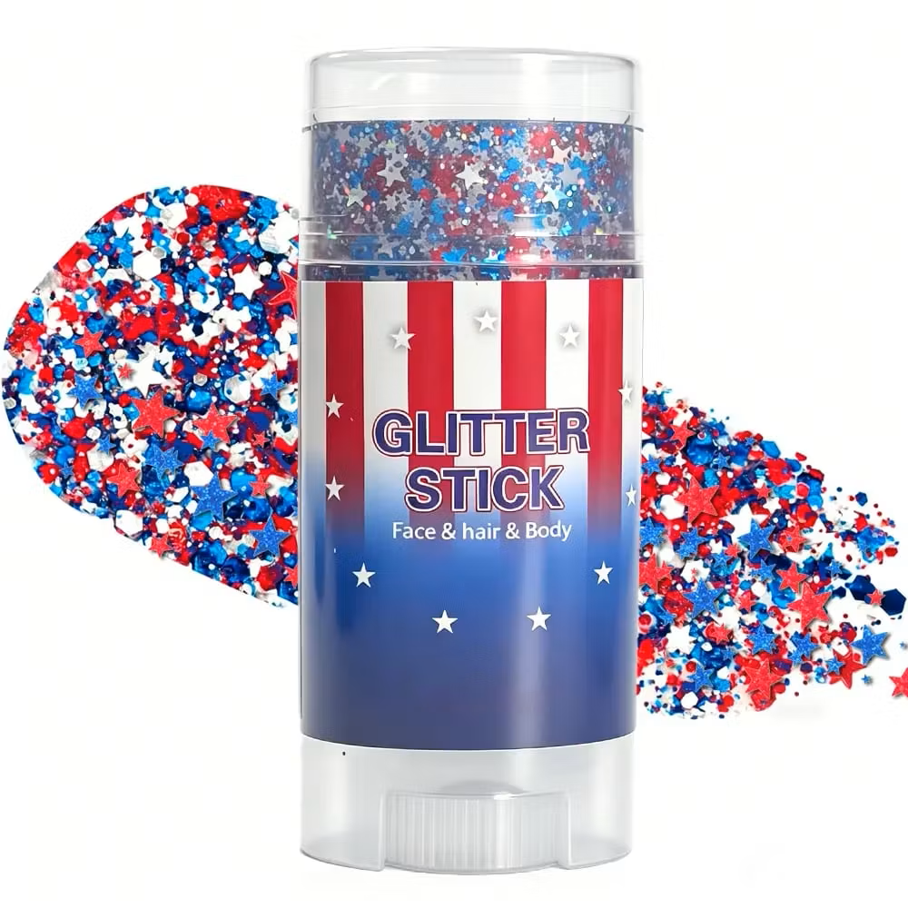 4th of July Glitter Stick – Red, White, Blue Body And Hair Sparkle for Independence Day