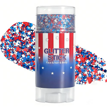 4th of July Glitter Stick – Red, White, Blue Body And Hair Sparkle for Independence Day