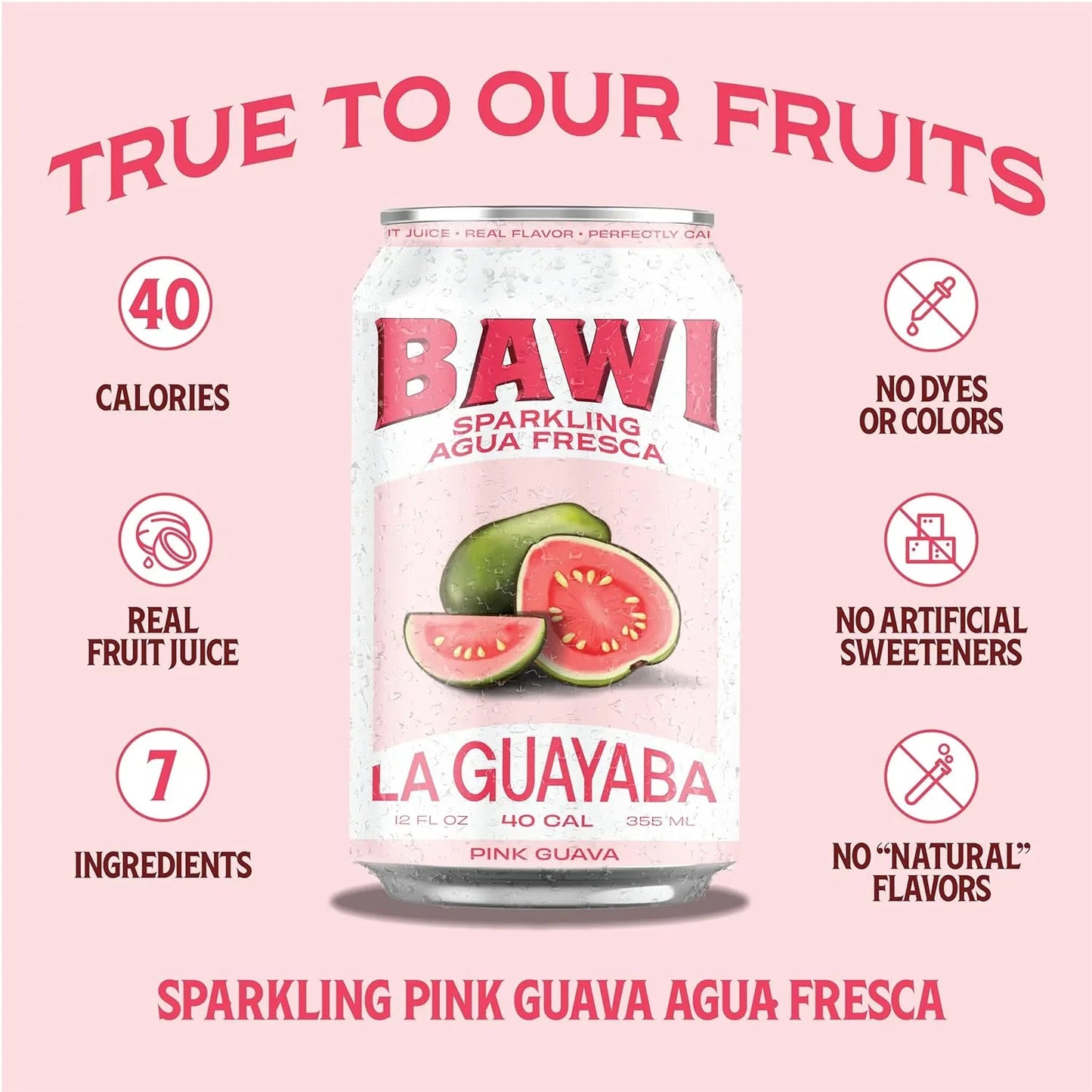 Sparkling Agua Fresca La Guayaba - Pink Guava (12 Pack)