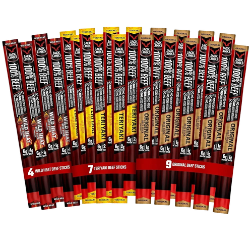 Beef Sticks Variety Pack - 9 Original, 7 Teriyaki, 4 Wild Heat (20 Pack)