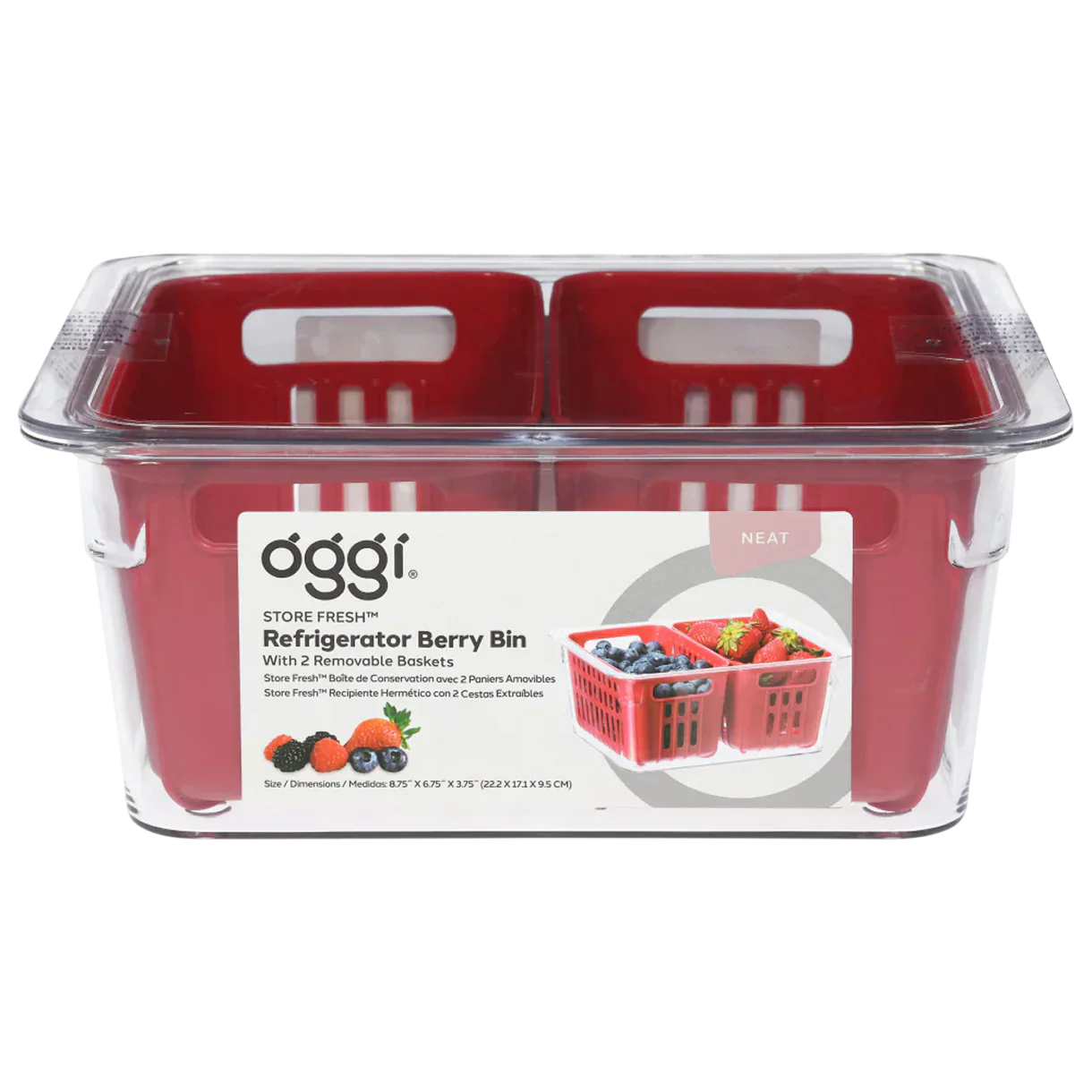 Berry Bin 8.75" x 6.75" - Twin Strainer Basket