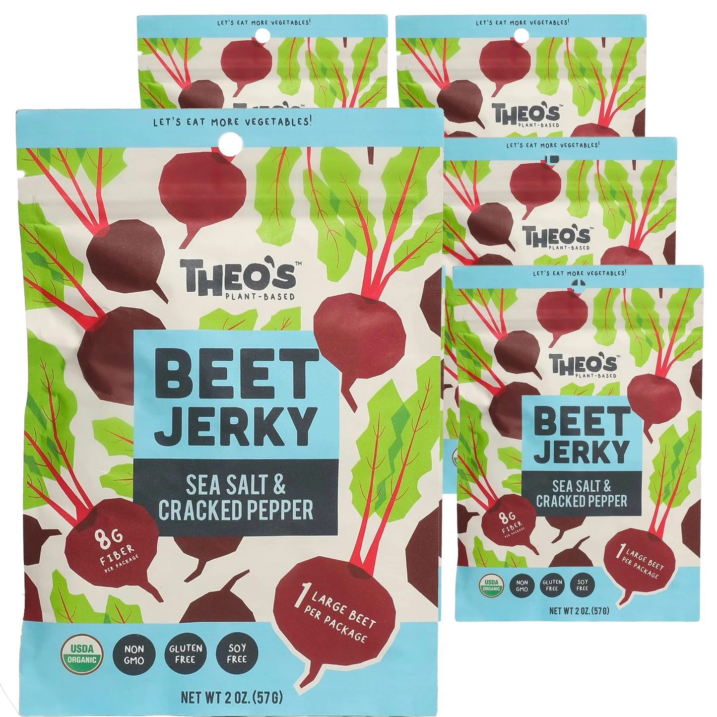 Sea Salt and Cracked Pepper Beet Jerky (6 Pack)