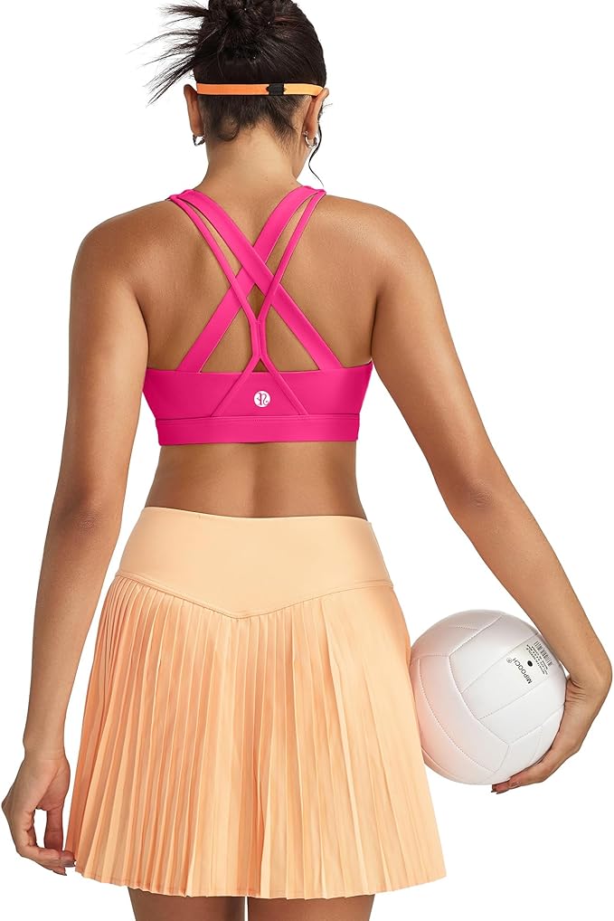 RUNNING GIRL® Medium-High Support Crisscross Back Sports Bra with Removable Pads