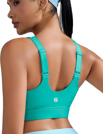 RUNNING GIRL Adjustable Straps High Impact Sports Bra for Women,High Support Workout Sports Bras with Sewn in Pads