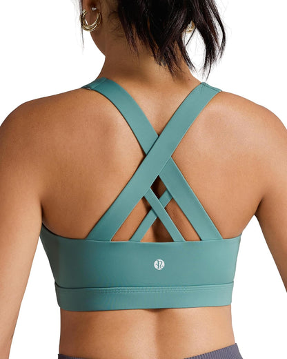 RUNNING GIRL® Medium-Support Strappy Criss-Cross Bra | Removable Cups & Buttery-Soft Sculpting Bra