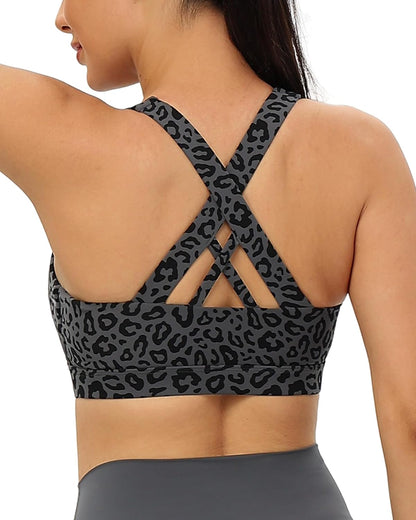 RUNNING GIRL® Medium-Support Strappy Criss-Cross Bra | Removable Cups & Buttery-Soft Sculpting Bra