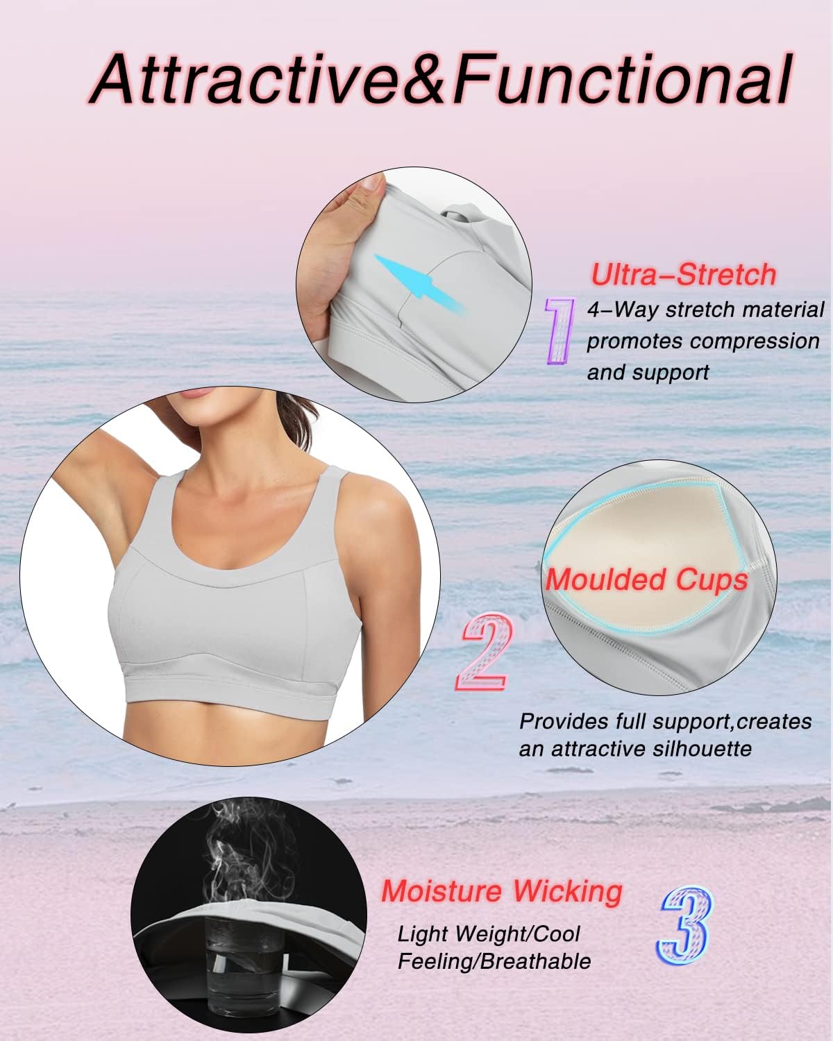 RUNNING GIRL® Triangle Cutout Sculpting Sports Bra | Fixed Moulded Cups with High Support