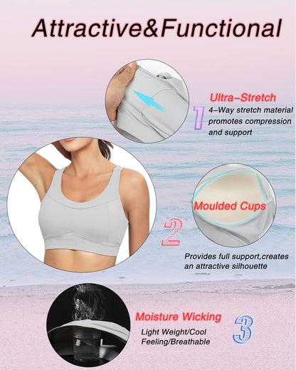 RUNNING GIRL® Triangle Cutout Sculpting Sports Bra | Fixed Moulded Cups with High Support