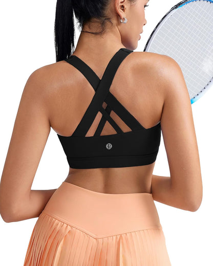 RUNNING GIRL® Medium-Support Strappy Criss-Cross Bra | Removable Cups & Buttery-Soft Sculpting Bra