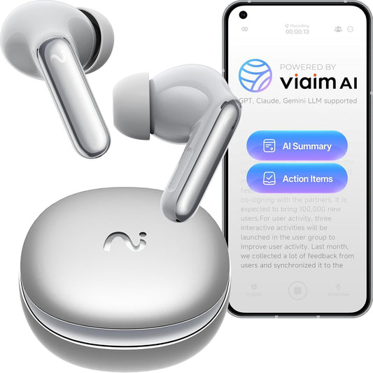 RecDot Voice Recorder Earbuds: Professional AI Note Taker for Meetings, Calls & Lectures. Transcribe & Summarize, 78 Languages, 48dB Hybrid ANC AI Assistant for Deep Work, AES-256 Secure, Black