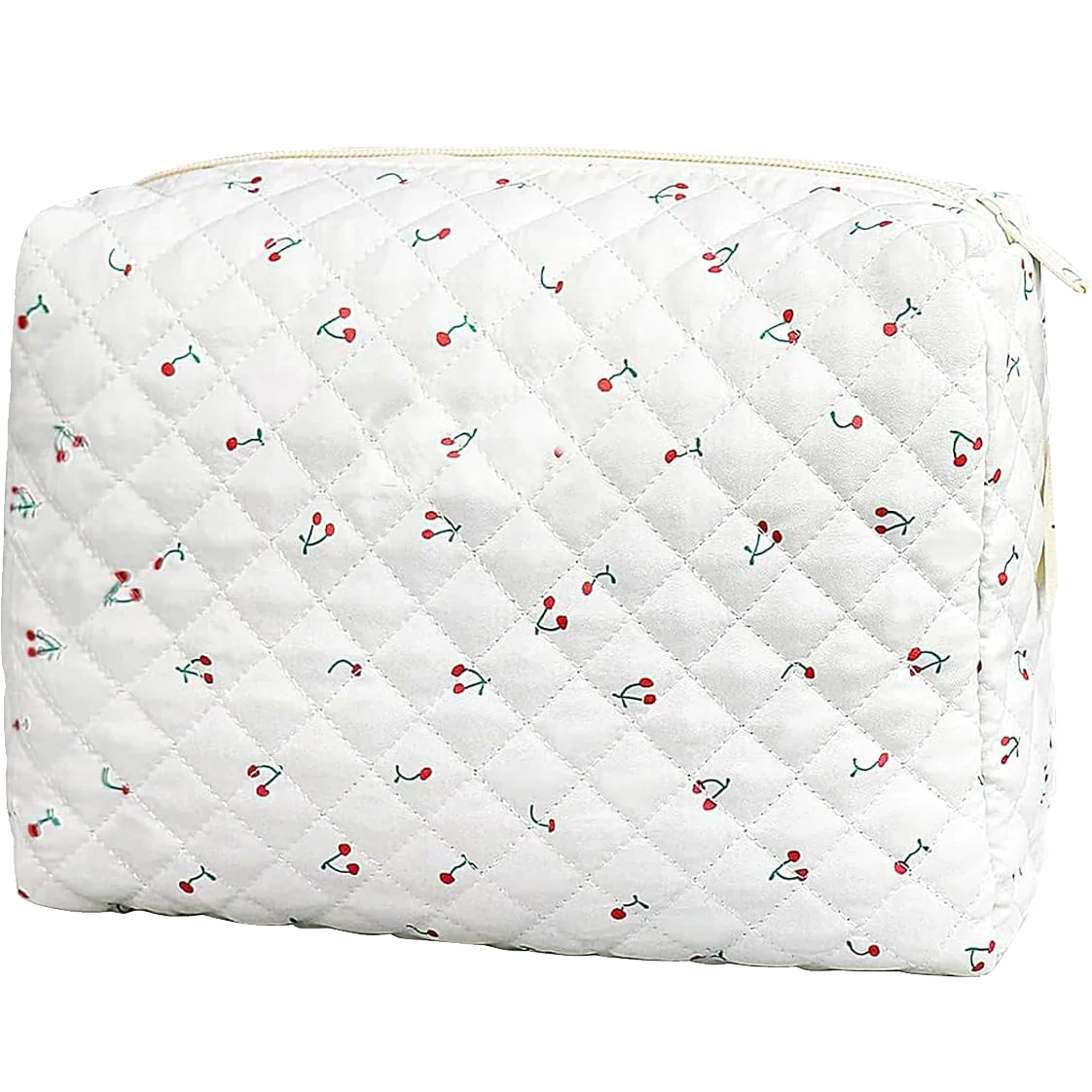 Quilted Cherry Cosmetic Bag