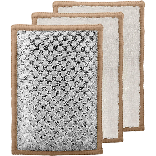 Bamboo Scrub Sponges - White/Khaki (3 CT)