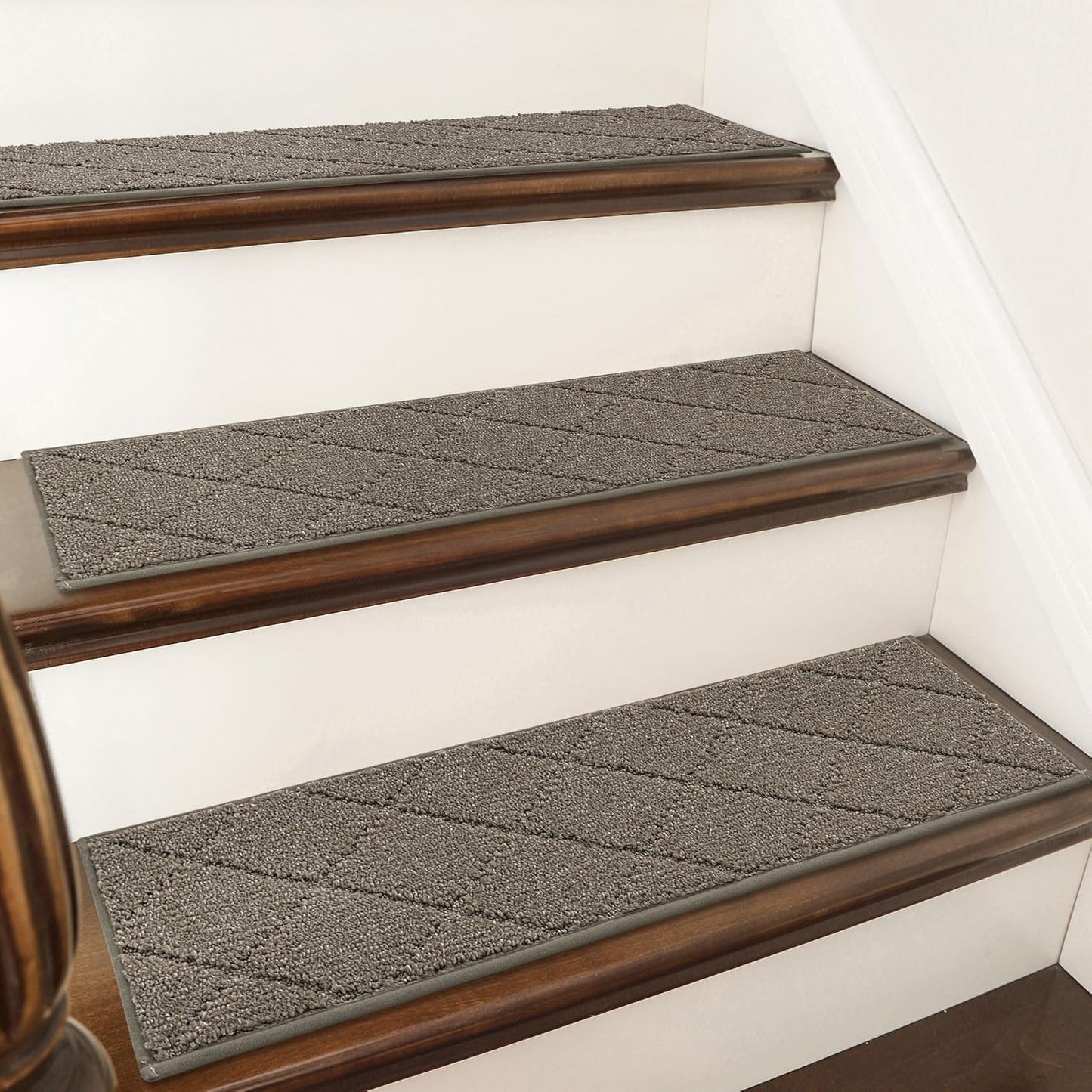 COSY HOMEER Edging Stair Treads Non-Slip Carpet Mat 28inX9in Indoor Stair Runners for Wooden Steps, Edging Stair Rugs for Kids and Dogs, 100% Polyester TPE Backing (15pc, Brown)