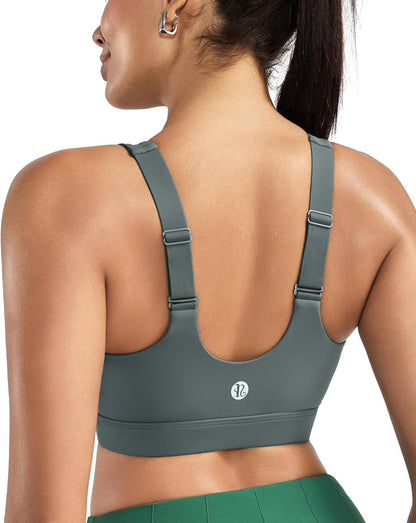 RUNNING GIRL Adjustable Straps High Impact Sports Bra for Women,High Support Workout Sports Bras with Sewn in Pads