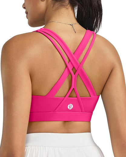 RUNNING GIRL® Medium-High Support Crisscross Back Sports Bra with Removable Pads