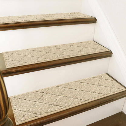 COSY HOMEER Edging Stair Treads Non-Slip Carpet Mat 28inX9in Indoor Stair Runners for Wooden Steps, Edging Stair Rugs for Kids and Dogs, 100% Polyester TPE Backing (15pc, Brown)