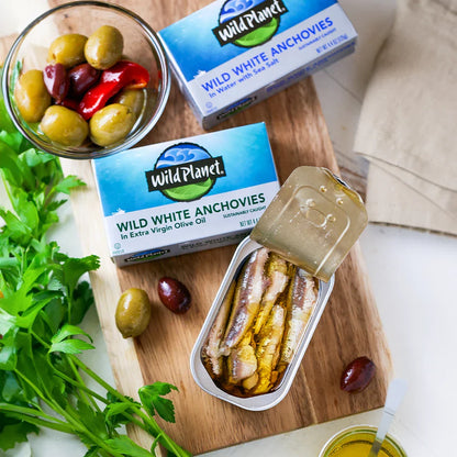 Wild White Anchovies In Water