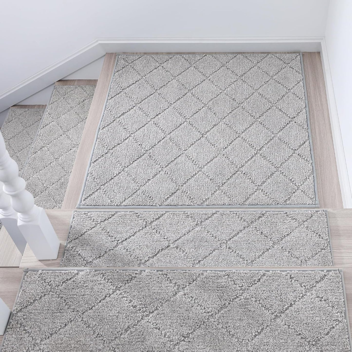 COSY HOMEER Edging Stair Treads Non-Slip Carpet Mat 28inX9in Indoor Stair Runners for Wooden Steps, Edging Stair Rugs for Kids and Dogs, 100% Polyester TPE Backing (15pc, Brown)
