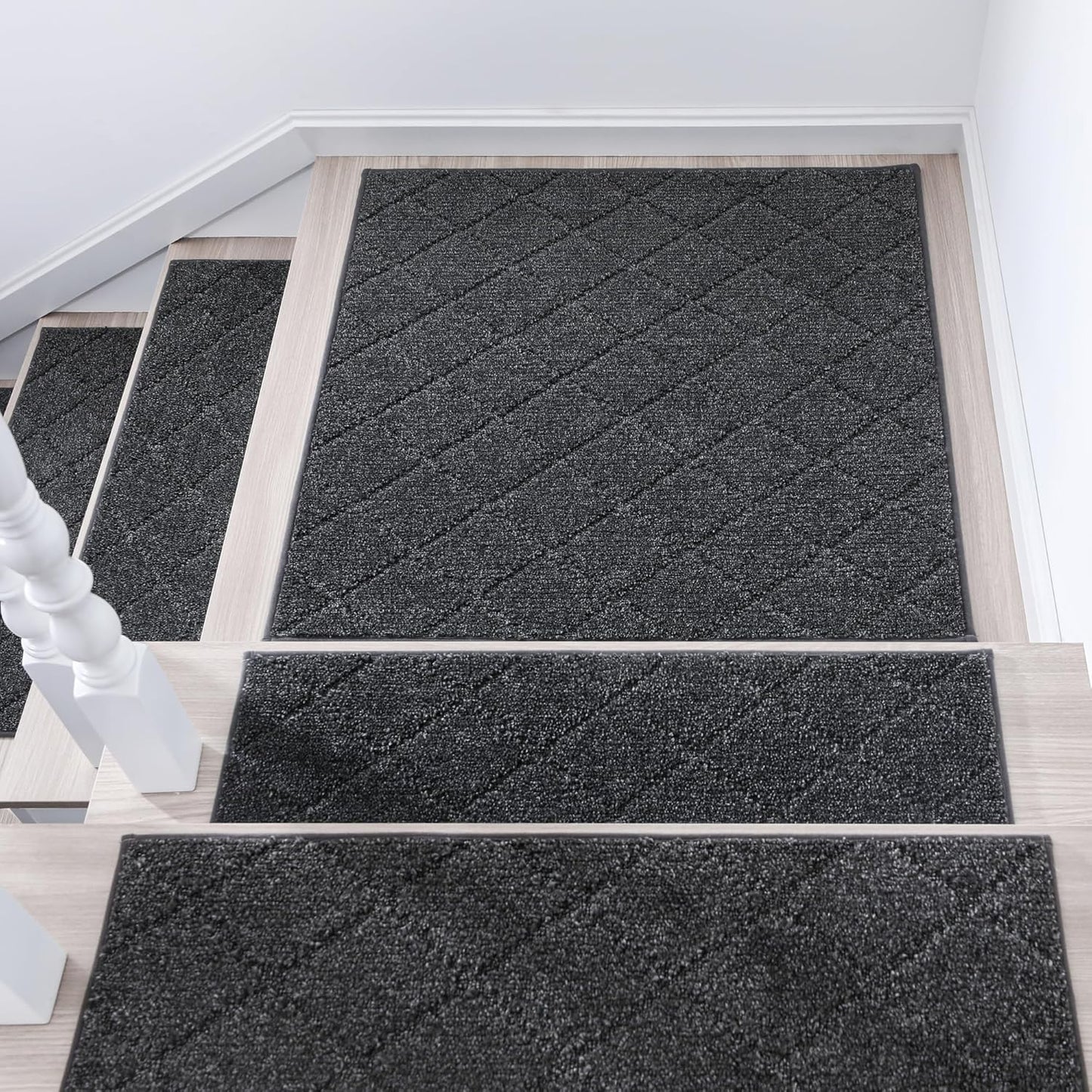 COSY HOMEER Edging Stair Treads Non-Slip Carpet Mat 28inX9in Indoor Stair Runners for Wooden Steps, Edging Stair Rugs for Kids and Dogs, 100% Polyester TPE Backing (15pc, Brown)