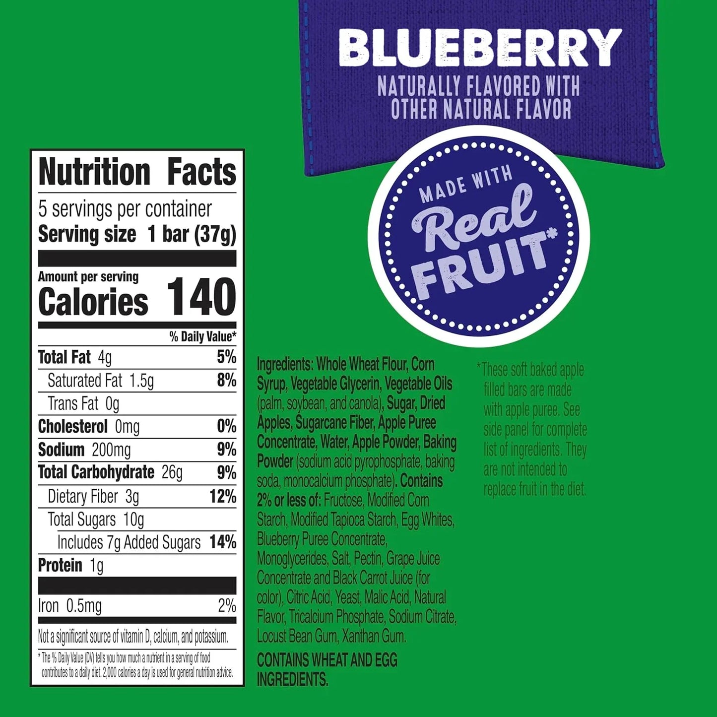 Blueberry Soft Baked Apple Filled Bars (5 CT)