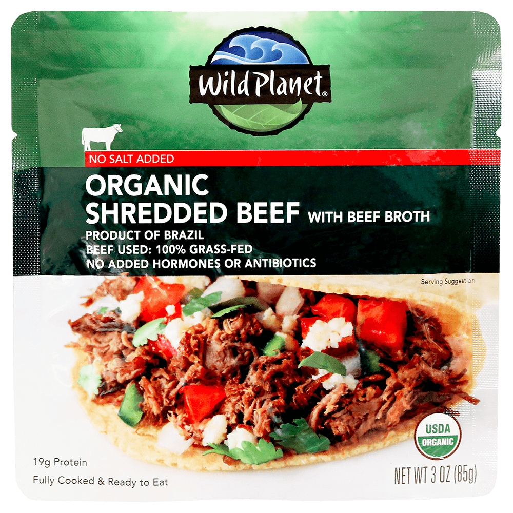Organic Shredded Beef Single-Serve Pouch No Salt Added