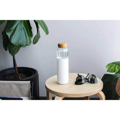 17oz Glass Water Bottle - White