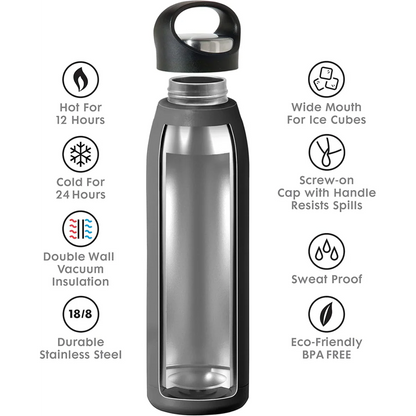 23oz Double Wall Vacuum Insulated Stainless Steel Bottle - Black