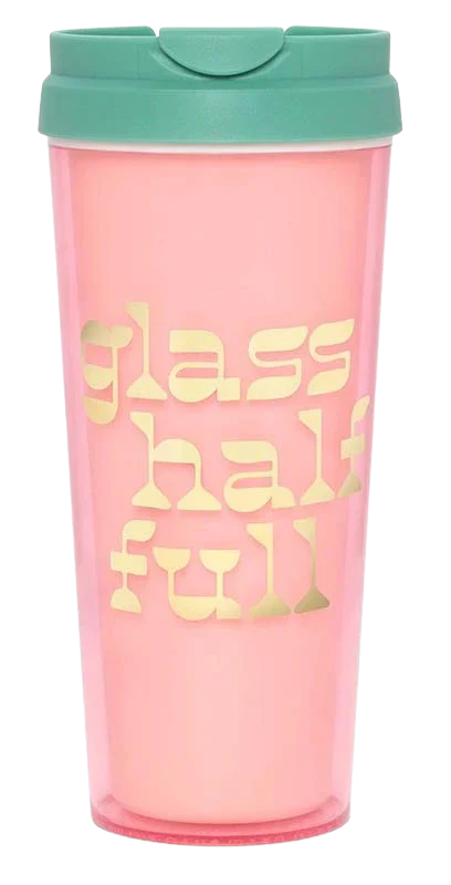 Hot Stuff Thermal Mug, Glass Half Full, 16oz