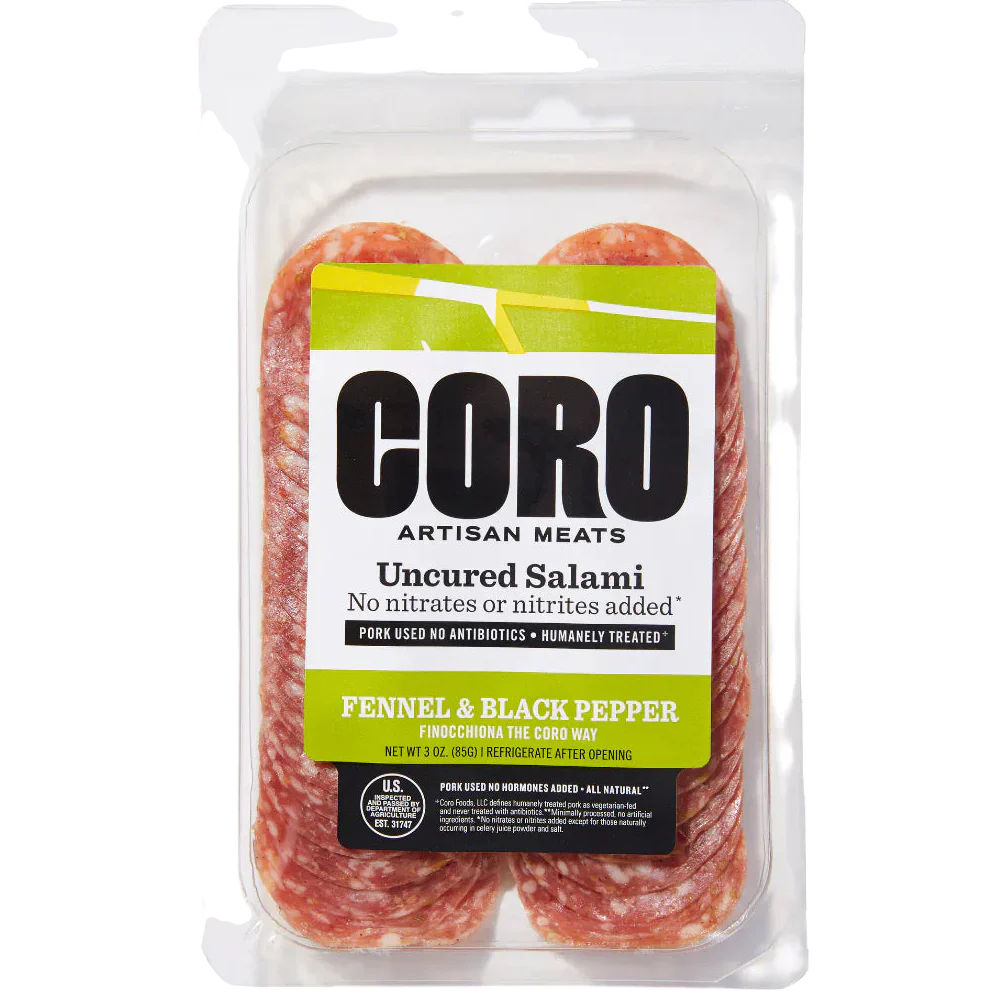 Uncured Fennel & Black Pepper Salami Sliced