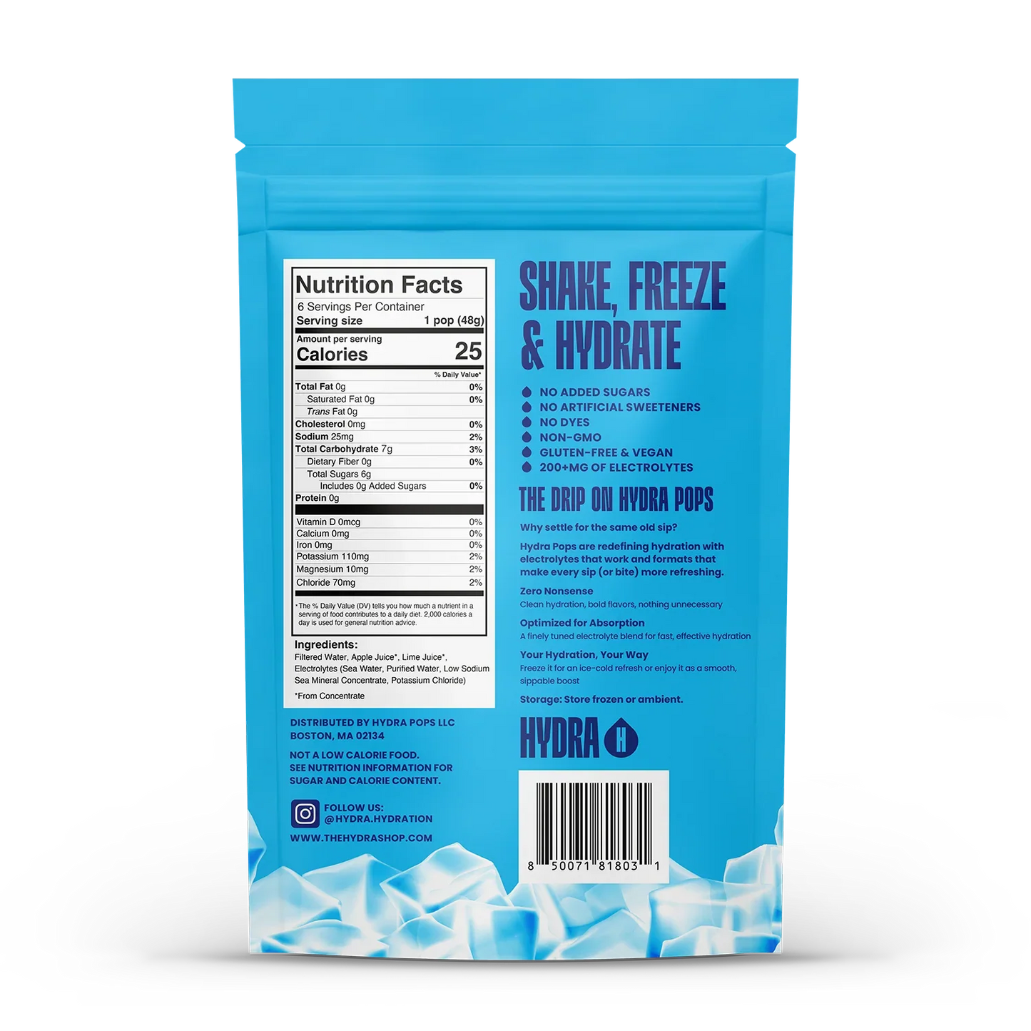 Hydra Pops Lime Electrolyte Freeze Pops (6 CT)