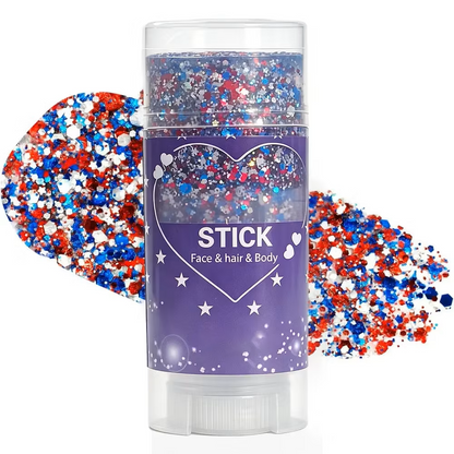4th of July Glitter Stick – Red, White, Blue Body And Hair Sparkle for Independence Day