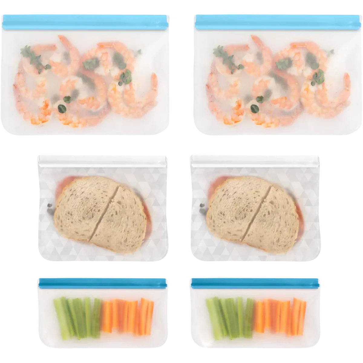 Reusable PEVA Food Bag - Assorted Sizes (6 CT)