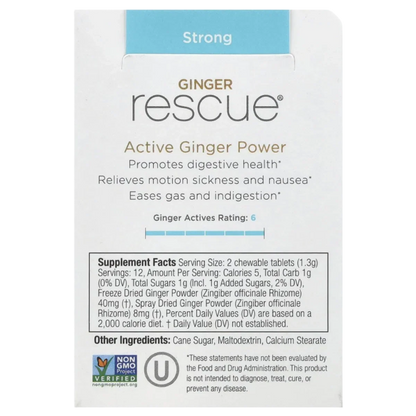 Ginger Rescue Strong Chewable Ginger Tablets