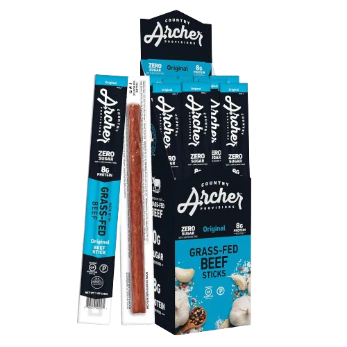 Grass-Fed Jerky Beef Sticks - Gluten Free, High Protein Snacks (18 pack)