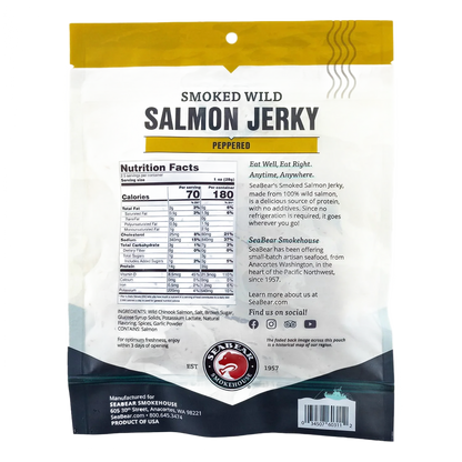 Peppered Smoked Wild Salmon Jerky