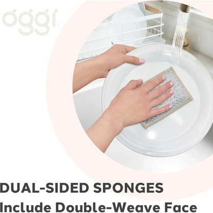 Bamboo Scrub Sponges - White/Khaki (3 CT)