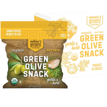 Organic Green Olives Garlic And Herb (24 Pack)