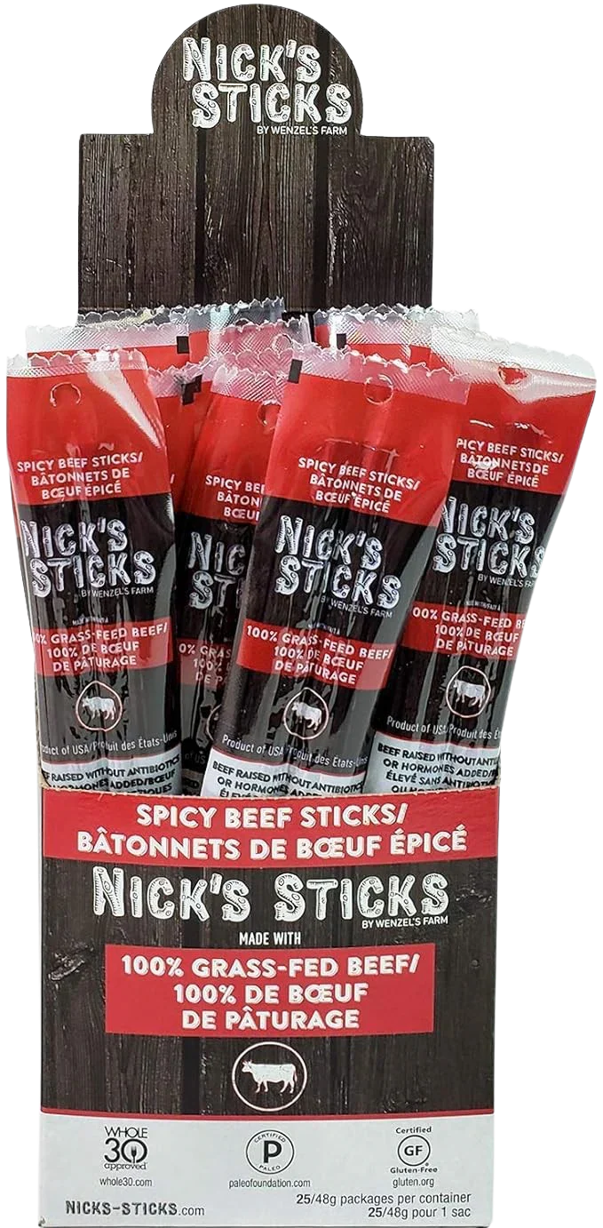 Grass Fed Spicy Beef Stix Snack (25 Pack)